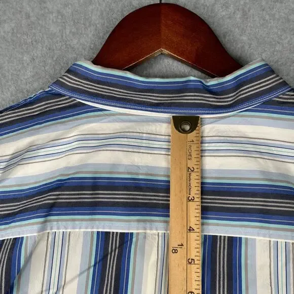 Tommy Bahama Shirt XL Blue Striped Silk Blend Casual Button Up Long Sleeve Men - Picture 7 of 11